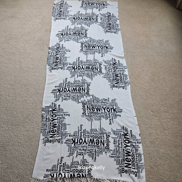 Silk Cashmere Scarf Cities Metropolitan New York London Tokyo Chicago Luna Date - Picture 4 of 4